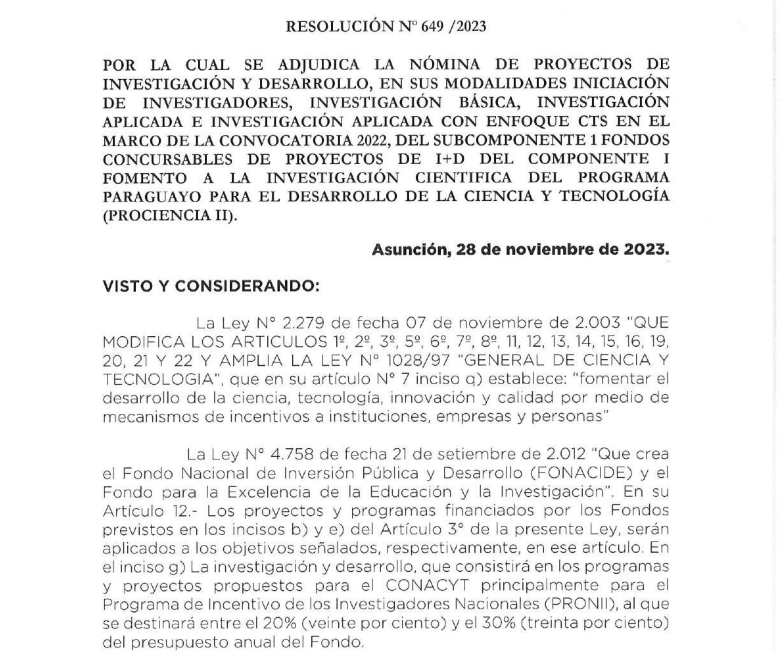 Proyectos de Investigación de la FCA/UNA serán cofinanciados por el CONACYT