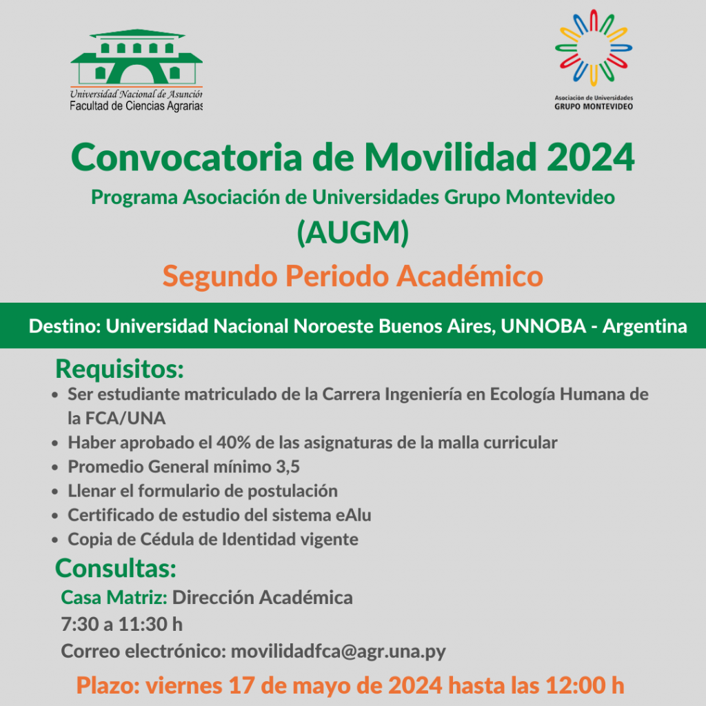 Convocatoria de Movilidad AUGM 2024 Ecología Humana