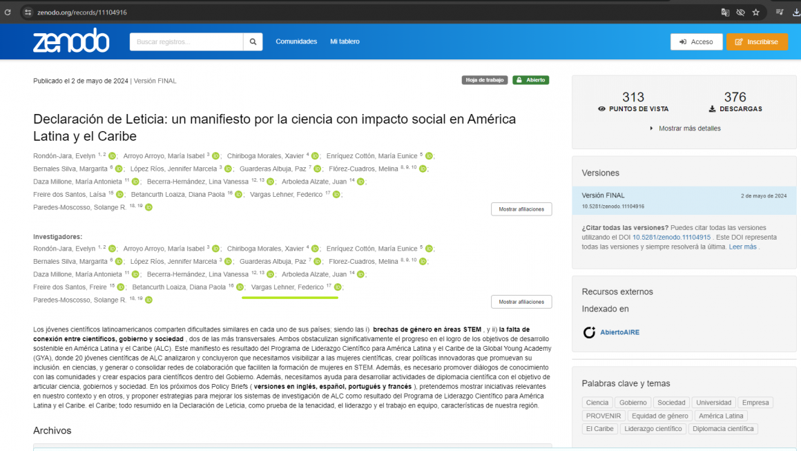 Docente de la FCA/UNA forma parte de publicación de Declaración de Leticia