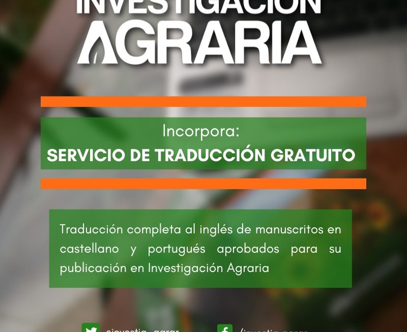 Revista Investigación Agraria ofrece traducción al Inglés