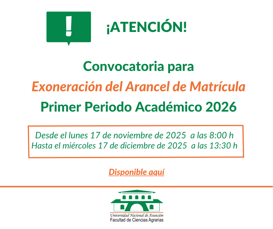 Exoneración de Aranceles Primer Periodo 2026